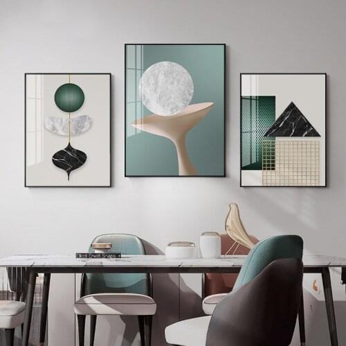 Creative Abstract Modern Green Geometry Marble Combination Canvas Painting Art Print Poster Picture Wall Living Room Home Decor
