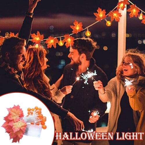 LED Maple Pumpkin Lantern String Halloween Garden Party Room Decoration Lights Autumn String Light Halloween Pumpkin Decor