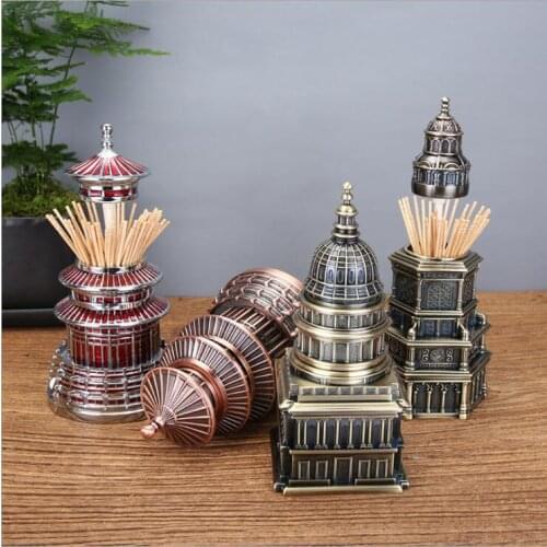Architectural style metal toothpick box stash container toothpickers hidden stash tooth pick dispenser for table decor YQT067