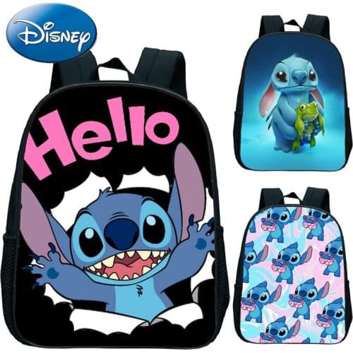 Fashion Disney Stitch Childrens School Bag Kindergarten Boy Girl Baby Cartoon Backpack New Cute Anime 13 Inch Bag Shipping Free