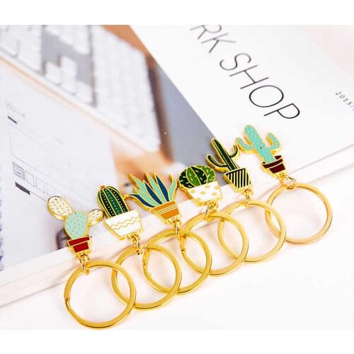 Fashion Creative Cute Alloy Plant Cactus Charm Car KeyChain Key Chain Ring Gift