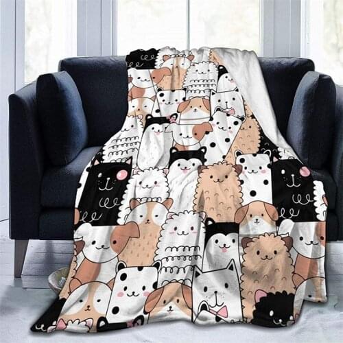 Cute Cartoon Animal Soft Plush Gift Flannel Microfiber Fleece Bedspread Sherpa 3D-Printed Blanket Couch Bedroom Decorative