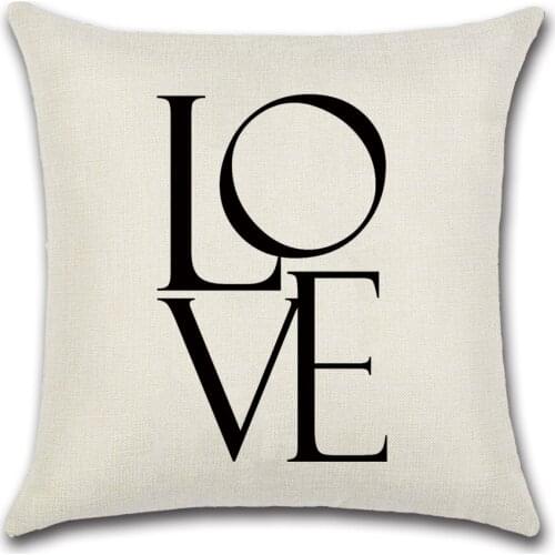 Proverbs Series LOVE HOME Digital Printing Pattern Cushion Cover Pillow Single-Sided Printed Linen Material