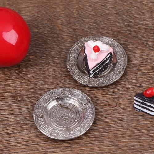 New 1/12 Dollhouse Miniature Accessories Mini Metal Fruit Tray Simulation Furniture Plate Model Toys for Doll House Decoration