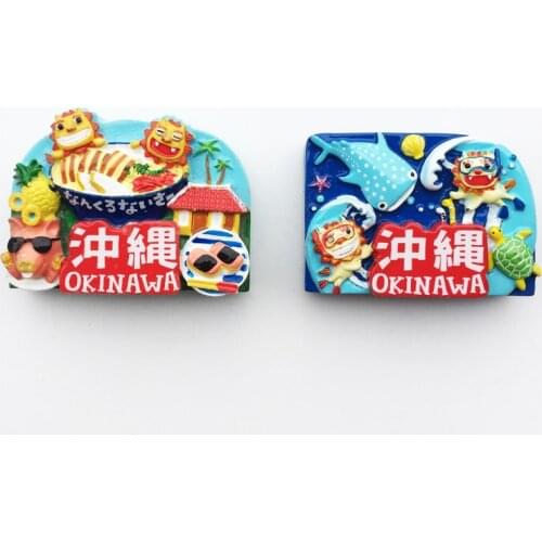 Okinawa, Japan Creative Travel Commemorative Gift Three-dimensional Handmade Painted Crafts Magnetic Sticker Fridge Magnet