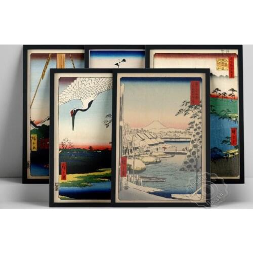 Utagawa Hiroshige Poster, One Hundred Famous Views Of Edo “Nihonbashi Bridge In The Morning Snow” Prints, Japan Ukiyoe Wall Art