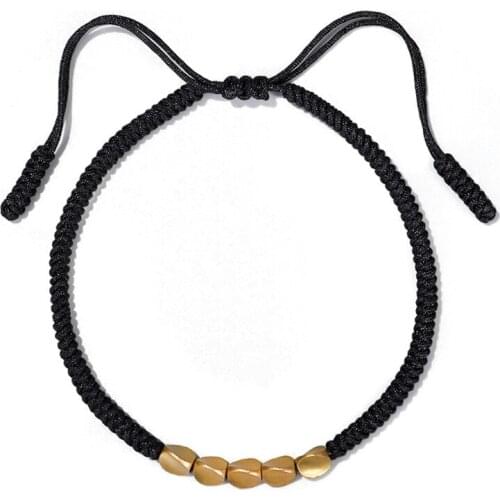 667E Handmade Braided Cotton Luck Rope BraceletTibetan Copper Bead Bracelet Buddhist Good Luck Success Amulet Fashion Jewelry