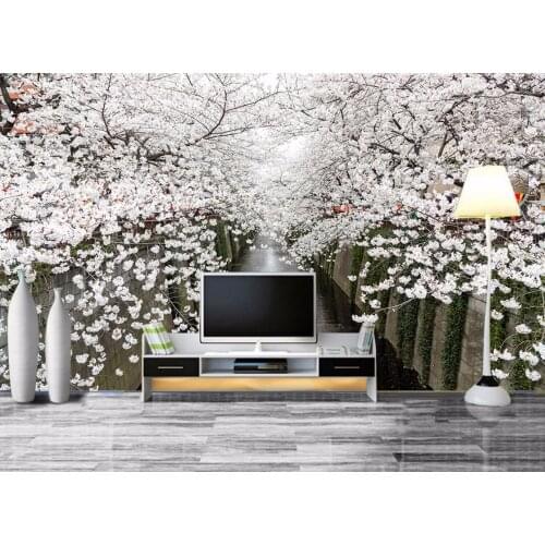 Simple Modern Customize HD Landscape Cherry Blossoms Wallpaper Brick Wall Living room Bedroom Decorative Wall paper Background