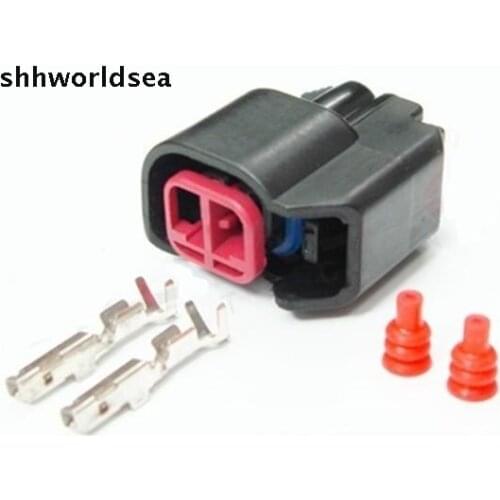 Shhworldsea 10Sets 2 PIN Way ev6 ev14 USCAR Fuel Injector Pigtail Connectors Waterproof Connector sr20det rb30 GTR FAST ls2 ls3