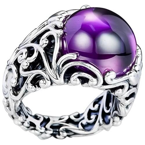 Regal Dazzling Beauty Rings with Purple CZ 100% 925 Sterling-Silver-Jewelry Free Shipping