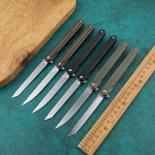 Magic pen folding knife D2 steel G10 handle lightweight pocket hunting survival knife outdoor camping slice fruit knife 7096