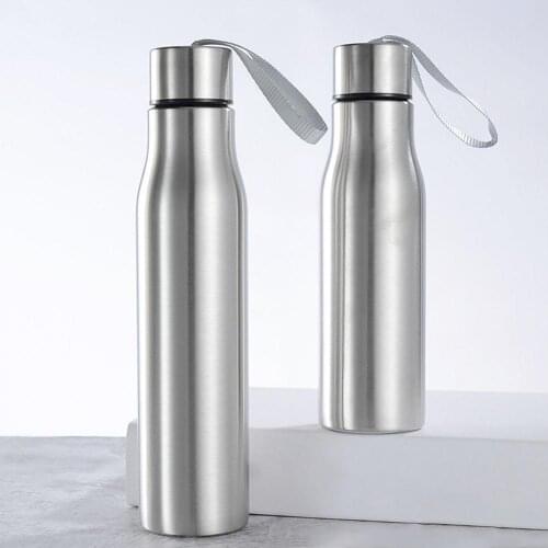Sports Water Bottle 500ML 750ML Portable Stainless Steel Water Cup Beer Drink Bottle with Tote Rope Cycling Drinkware