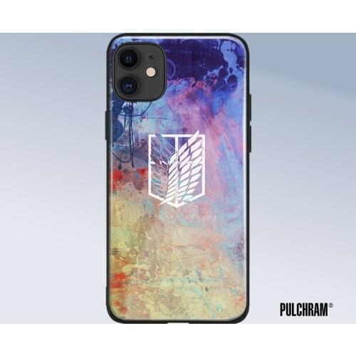 Scout Regiment symbol anime glass phone case for iPhone 6 6s 7 8 x xr xs 11 pro max Samsung S note 8 9 10 20 Plus cover shell