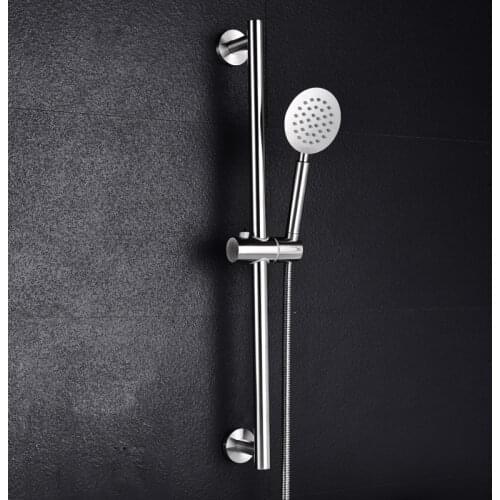 SUS304 Stainless Steel Adjustable Shower Slide Bard Hand Hold Shower Rail Slide Bar Set With SUS304 Shower & Hose Brushed Nickel