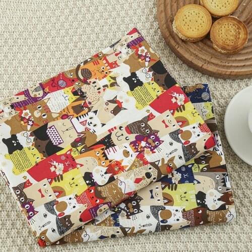 Syunss Cartoons Cat Printed Diy Patchwork Cloth For Quilting Baby Cribs Cushions Dress Sewing Tissus Twill Cotton Fabric Tecido