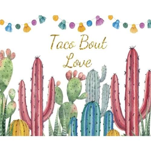 Taco Bout Love Cartoon Cactus Birthday Party Backdrop Baby Shower Room Decor Photo Booth Studio Prop
