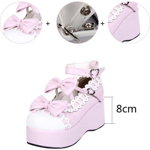 2021 New Japanese Style Lolita Shoes Women Girls Sweet Princess Shoes Pumps High Heels Platform Shoes w/Bowknot