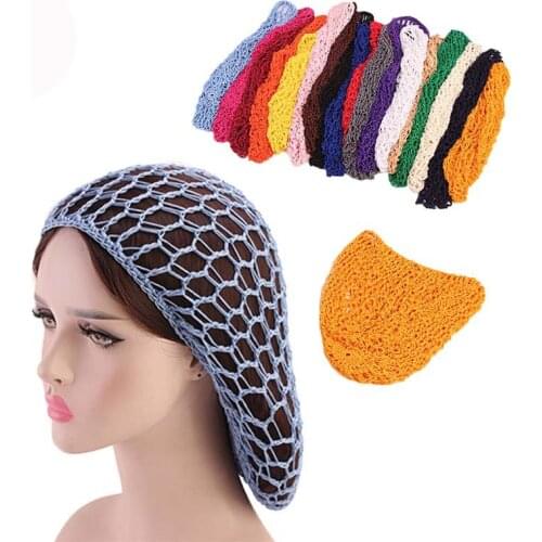 Soft Rayon Snood Hat Hair Net Crocheted Hair Net Cap Mix Colors Hair Net for Sleeping Mesh Head Wrap Dropshipping