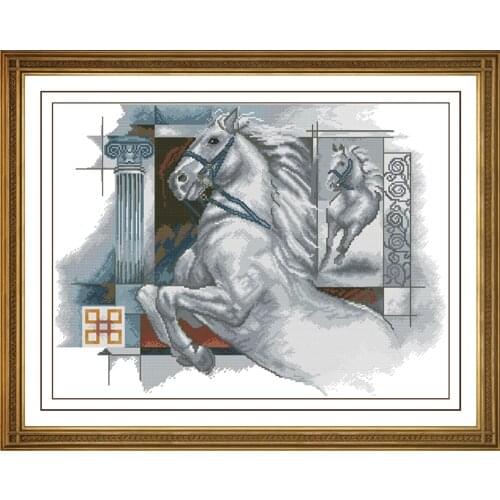 Fishxx Cross Stitch,D252animal[leap]Flying white horse cloth,water-soluble,100% accurate pattern,11CT,Need to embroidery