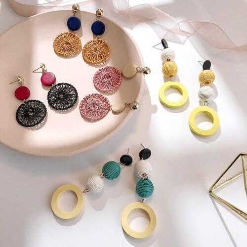 New Bohemia Drop Earrings Exaggerated geometry Fashion Rattan Vine Knit Long Earrings For Women Girl