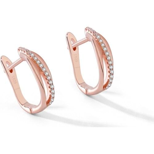 925 Sterling Silver Hoop Earrings for Women Multi-layer Simple Micro Pave Zircon Ear Jewelry Gifts S-E1355