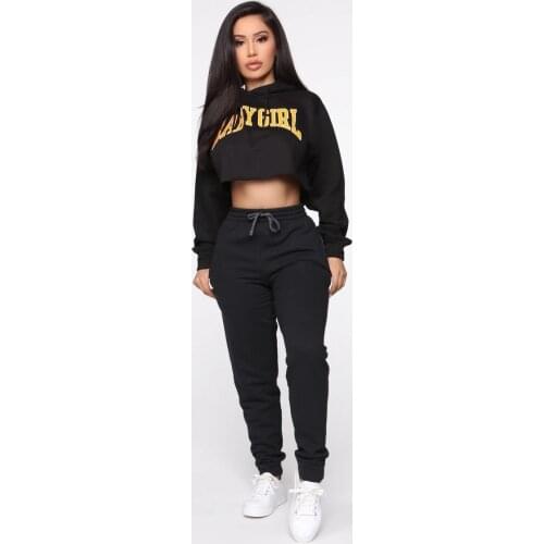 Womens Winter Clothes Set 2 Piece 2020Casual Loose Letter Hoodies Hooded Sweatshirt Sweatpant Sportswear Outfit Jogger Clothing