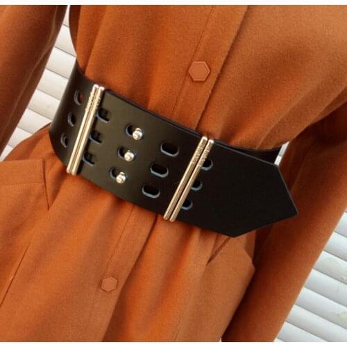 Womens runway fashion pu leather Cummerbunds female Dress Corsets Waistband Belts decoration wide belt R2565