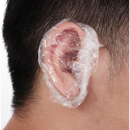 100pcs Disposable Waterproof Ear Cover Bath Shower Salon Ear Protector Cover Caps Dyeing Hair One-off Earmuffs