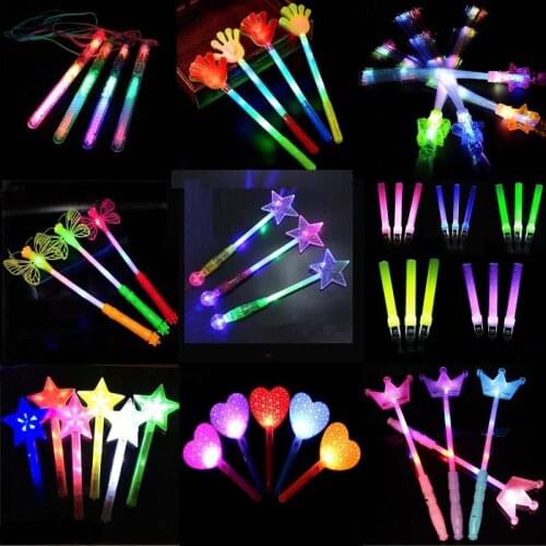 12 Pcs Princess Heart Star LED Luminous Stick Flashing Fairy Wand Luminous Toy Luminous Party Wedding Birthday Decor Cute Gift