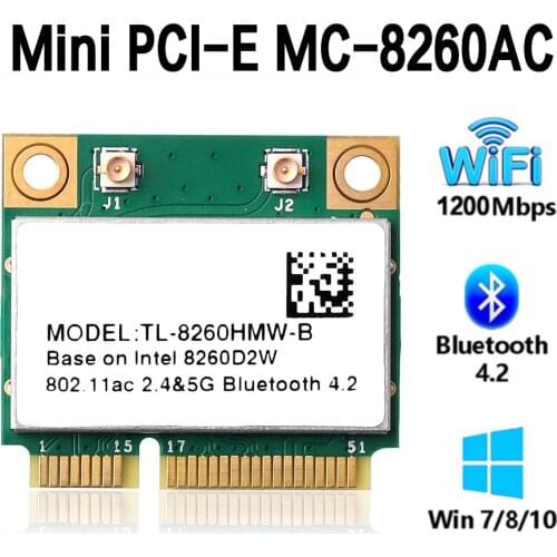 802.11AC 2.4G/5Ghz Dual Band Wireless-AC 8260 Mini PCI-E WiFi Card Bluetooth 4.2