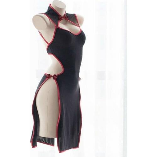 Lolita Vampire Hollow Out Costumes Fancy Dress Retro Black Sexy Split Perspective Nightdress Womens Devil Cosplay Lingerie