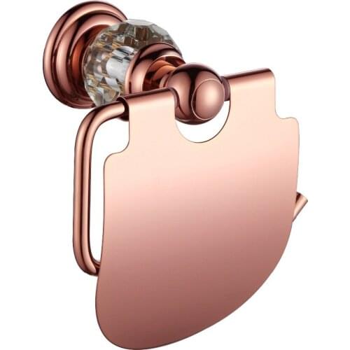 Free shipping Rose gold finish Big crystal Roll holder / toilet Paper holder