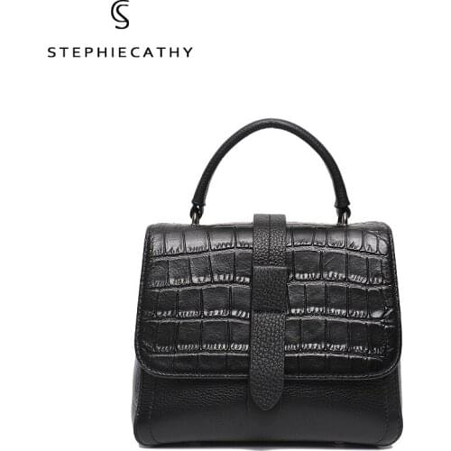 SC Brand Fashion Cowhide Women Top-handle Bucket Luxury Crocodile Pattern Handbags Genuine Leather Female Shoulder Crossbody Bag