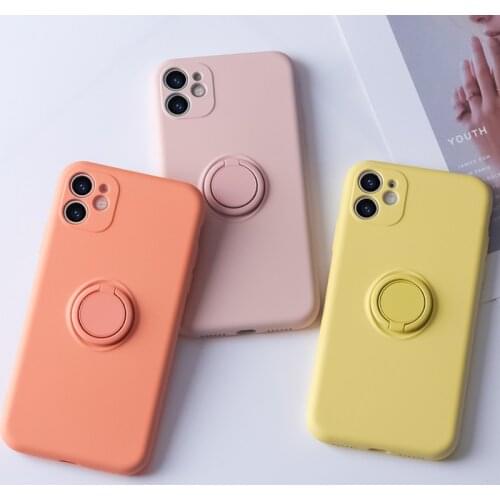 Soft Liquid Car Magnetic Holder Phone Case For iPhone 12 11 Pro XS max XR X 8 7 6 Plus Stand Finger Ring Bracket Silicone Cover