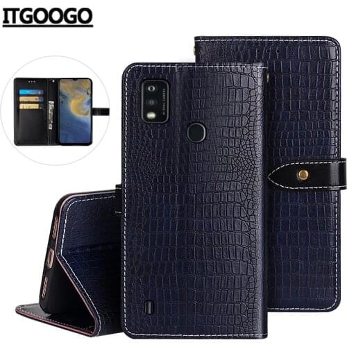 Case For ZTE Blade A51 Case Cover Crocodile Grain Flip Leather Case For ZTE Blade A51 Cover Business Phone Case