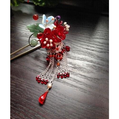 Colored Glaze Cherry Blossom Tong Po Vintage Classica Hair Stick Hair Jewelry