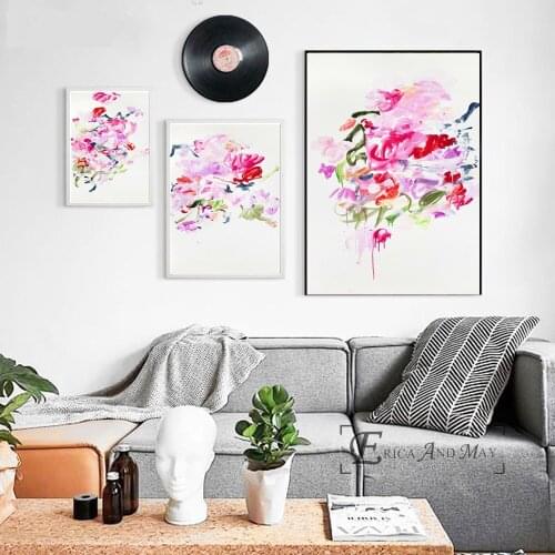 Colorful Flowers Abstract Hand Painted Canvas Painting Posters And Prints For Living Room No Framed Wall Art Picture Home Decor