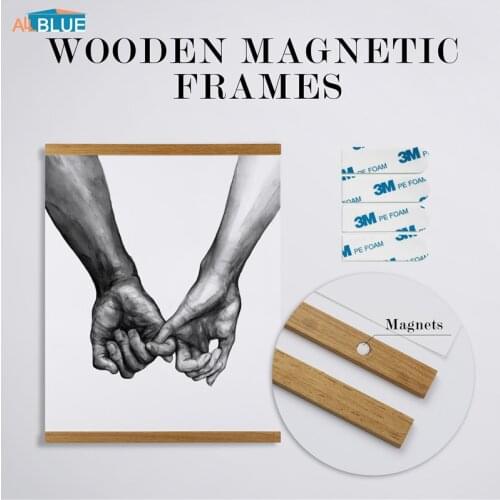 Wooden Poster Hanger Photo Magnetic Frame Four colors Artwork Picture Canvas Print Holder Hanging Wall Art Home Decor 21-70cm A4