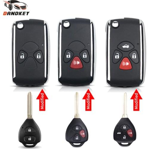 Dandkey Modified 2/3/4 Buttons Flip Folding Remote Auto Car Key Case Shell Replacement For Toyota Camry RAV4 Corolla PRADO YARIS
