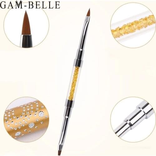 GAM-BELLE Dual Head Nail Art Brush Acrylic UV Gel Extension Builder Drawing Pen Brushes Manicure Dotting Tools 3 Color Dual-Tip