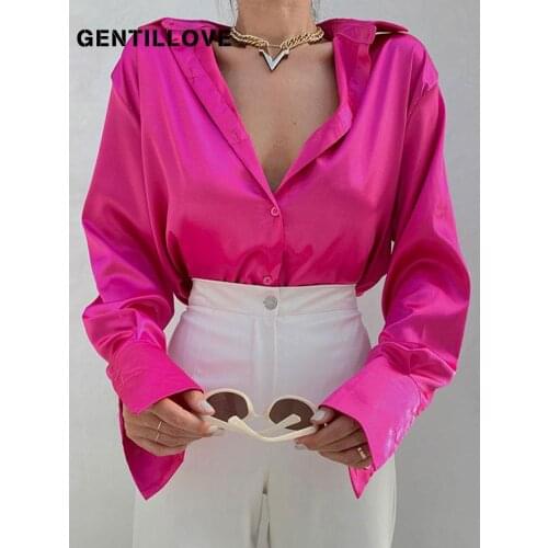 GENTILLOVE Womens Satin Shirts
