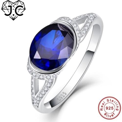 J.C For Women Men Classic Style Fine Jewelry 2ct Sapphire Blue & Ruby & White Topaz Solid 925 Sterling Silver Ring Size 6 7 8 9