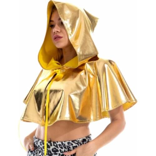 Candy Color Wetlook Shiny PVC Halloween Cospaly Cape PU Leather Cloak Stage Costume Hooded Costume Mask Hat Capes Night Clubwear