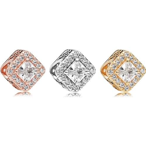 NEW CPPO 100% 925 Sterling Silver Geometric Radiance Charm Pack Bead Set fit charm original Bracelets jewelry A Set