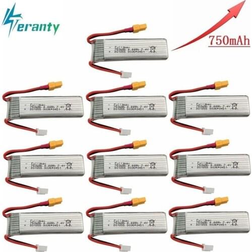 Upgraded Version 750mAh 7.4V Lipo Battery For XK K130 RC Helicopter Spare Parts Accessories 7.4v Drone Battery 801855 10pcs/sets