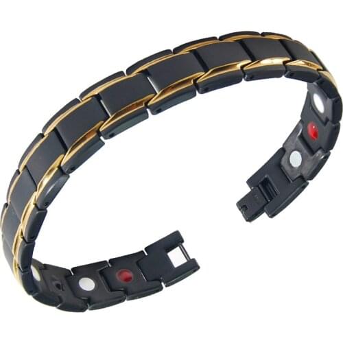 Fashion Jewelry Healing FIR Magnetic Stainless steel Bio Energy Bracelet For Men Blood Pressure Accessory Silver Bracelets