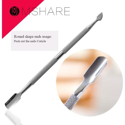 MSHARE 2 Ways Nail Tools Stainless Steel Nail Cuticle Pusher Spoon Remover Pushers Manicure Tool Pedicure Care Cutter 118mm