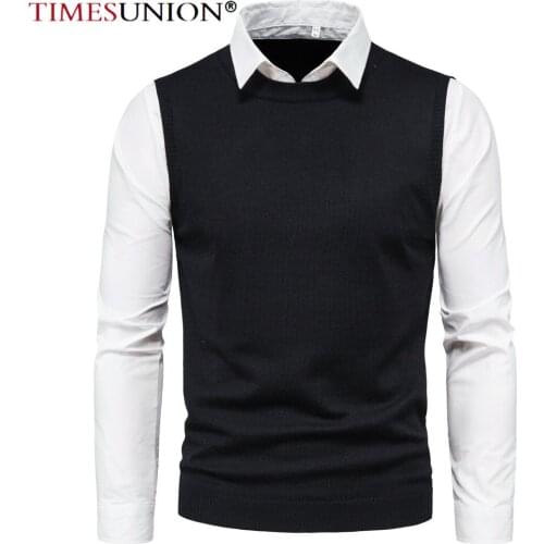 Brand Sweaters Men Pullovers Sleeveles Slim Fit Jumpers Knit Solid Color Autumn Korean Style Casual Men Clothes