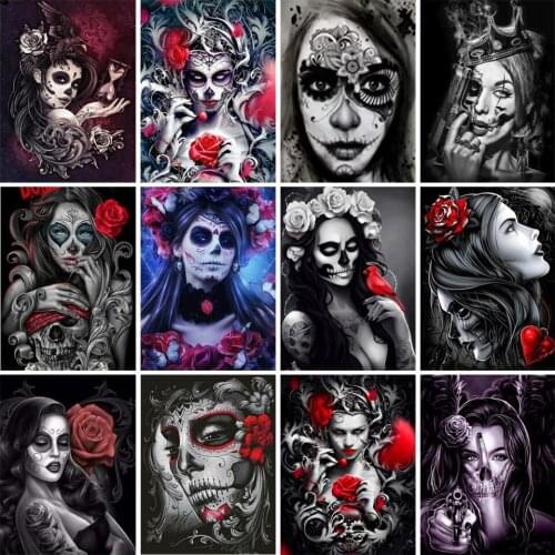 5D DIY Skull Diamond Painting Picture Cross Stitch Kit Rhinestone Painting Full Diamond Embroidery Gift Mosaic Home Decoration