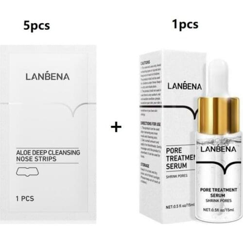 LANBENA Blackhead Remover Set Nose Strip Black Mask Shrink Pore Serum Liquid Firming Moisturizing Repairing Smooth Skin TSLM1